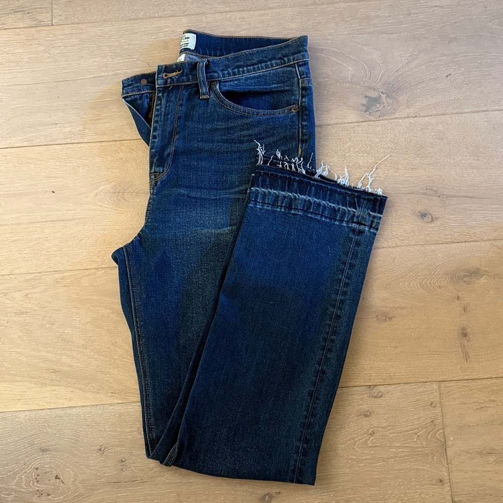 J. Crew Dark Blue Demi Boot crop Straight Leg Jeans 30T